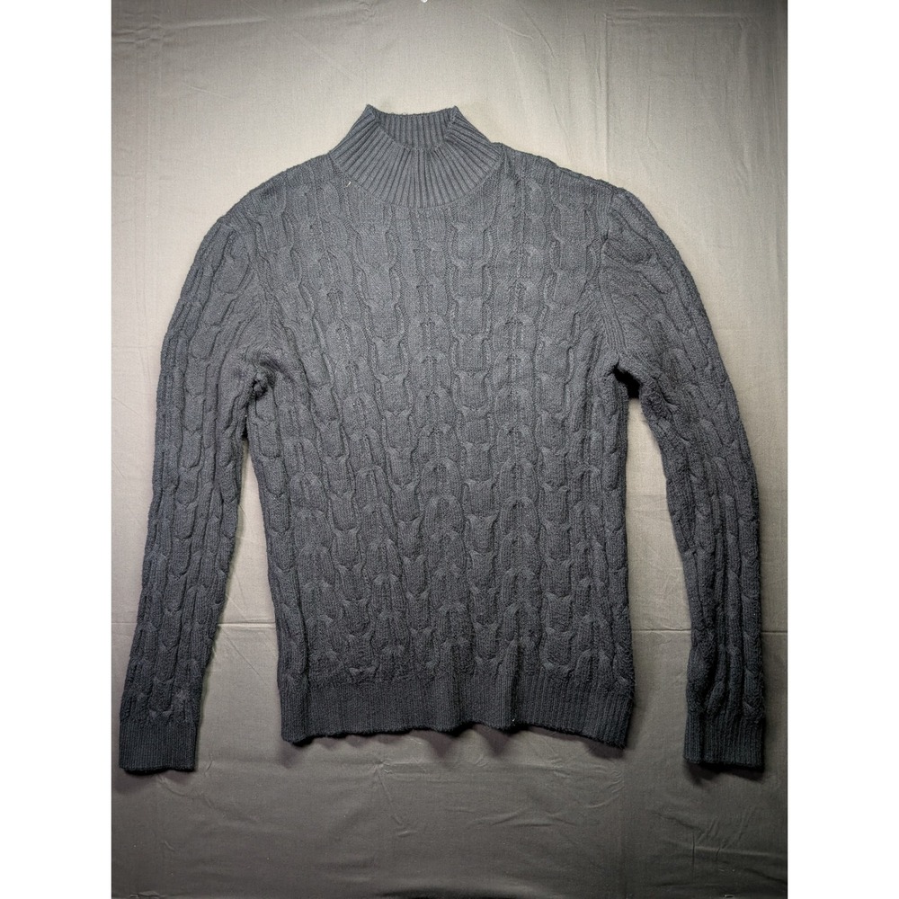 Express Womens Charcoal Gray Cable Knit Mock Neck Sweater Size Medium Cotton